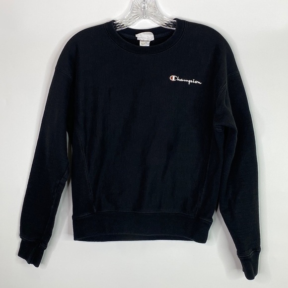 Champion Reverse Weave Black Crewneck Sweatshirt Size Small - Picture 1 of 5